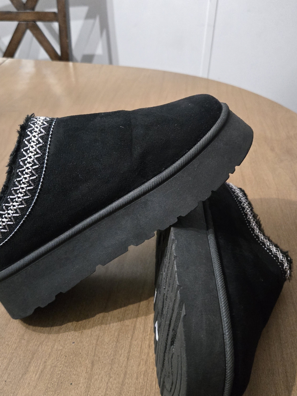 Rouge Helium Black Slip-On Suede Clog with Contrasting Stitch Trim - Picture 3 of 9